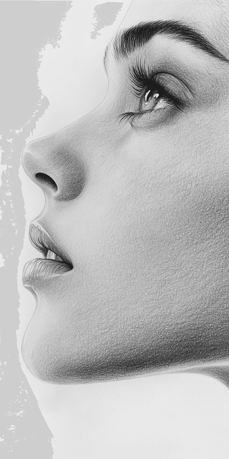 AI generated: graphite pencil drawing, simple, woman's face, beauty, side view, by Odilon Redon --ar 1:2 --stylize...
