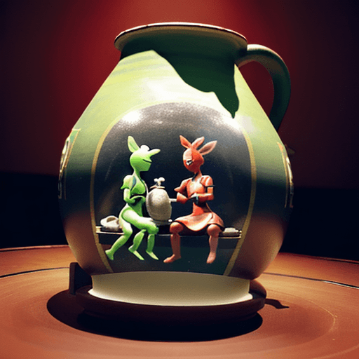 AI generated: a 4k photo of a classical greek vase in the "red-figure pottery" style sitting in a museum depicting...