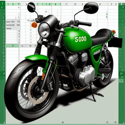 AI generated: a 100 numbers raffle in a excel type spreadsheet with a motorcycle in the back with color