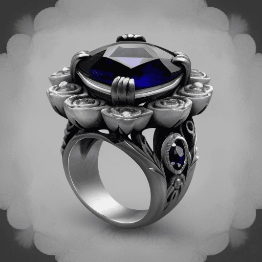 AI generated: an elegant ring with a detailed design and a dark gemstone in the center. The ring is dark in color,...