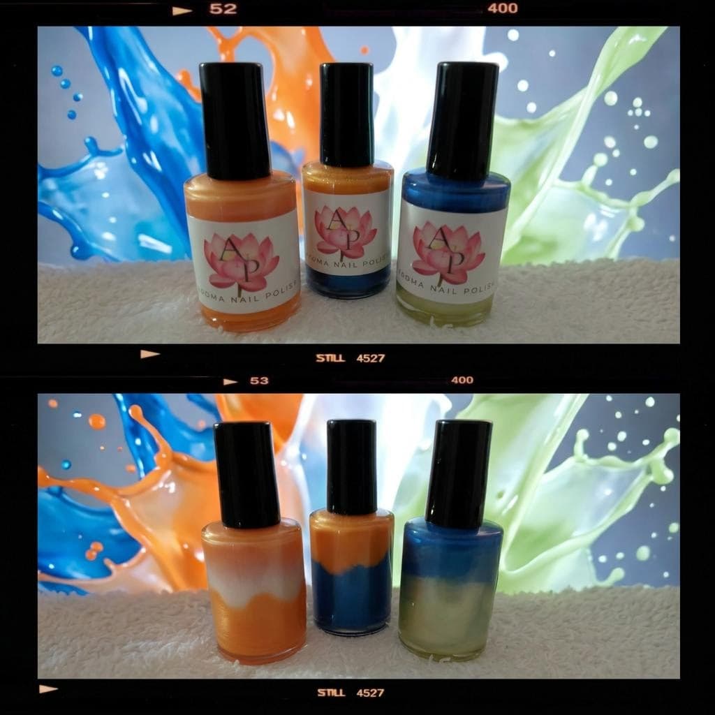 AI generated: Can you give me a blue orange white light, green splash background