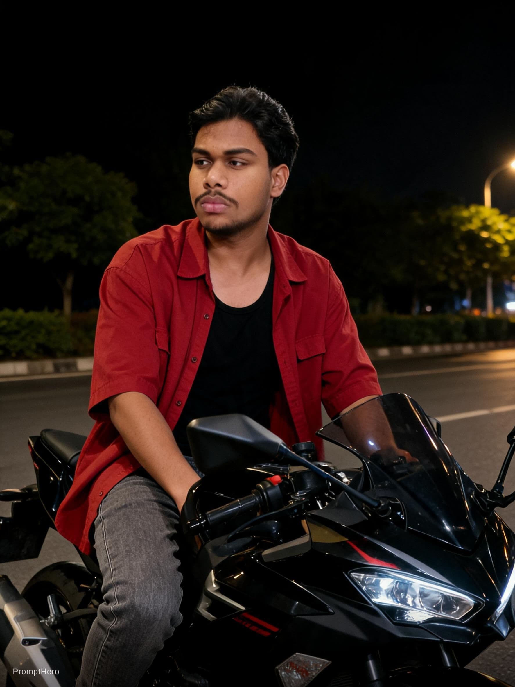 AI generated: EXACT PHOTO RECREATION PROMPT (BIKE SCENE)

Prompt

Ultra realistic night photograph of a young man ...