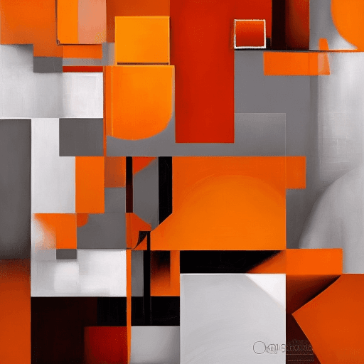 AI generated: abstract realism painting in orange and grey with modern brush techniques, in the style of bauhaus f...