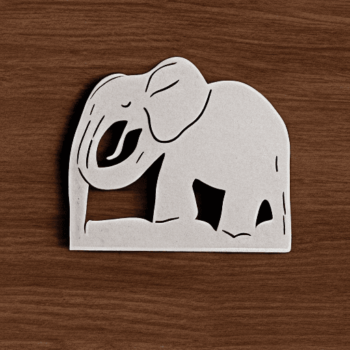AI generated: cute elephant eating Sawn, simple, as a logo