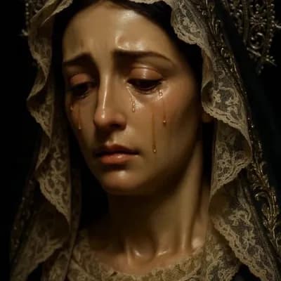 AI generated video: The woman cries, tears fall slowly down her face