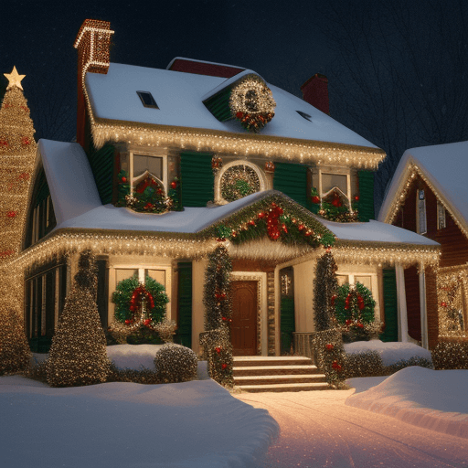 AI generated: 
Christmas decorated house, cinematic wallpaper HD quality