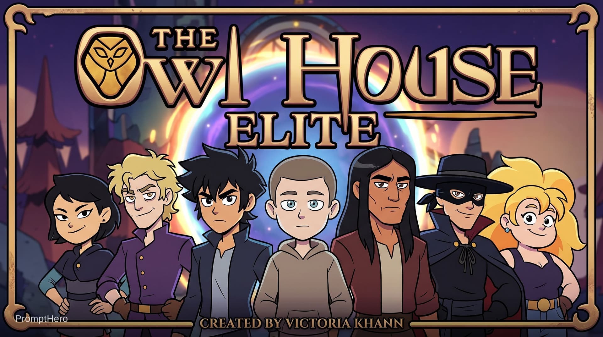 AI generated: The Owl House Elite logo, created by Victoria Khann, featuring a teenage boy Peter Pinkerton with a ...