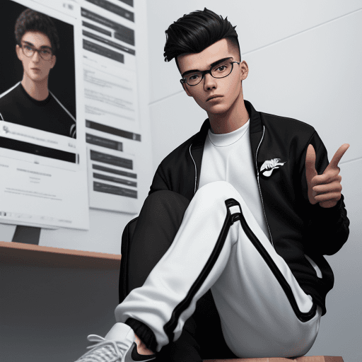 AI generated: Create a realistic 3D image of a 20 year old man
sitting on 3d social network logo, posing
image. we...
