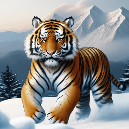 AI generated: a tiger of snow mountain