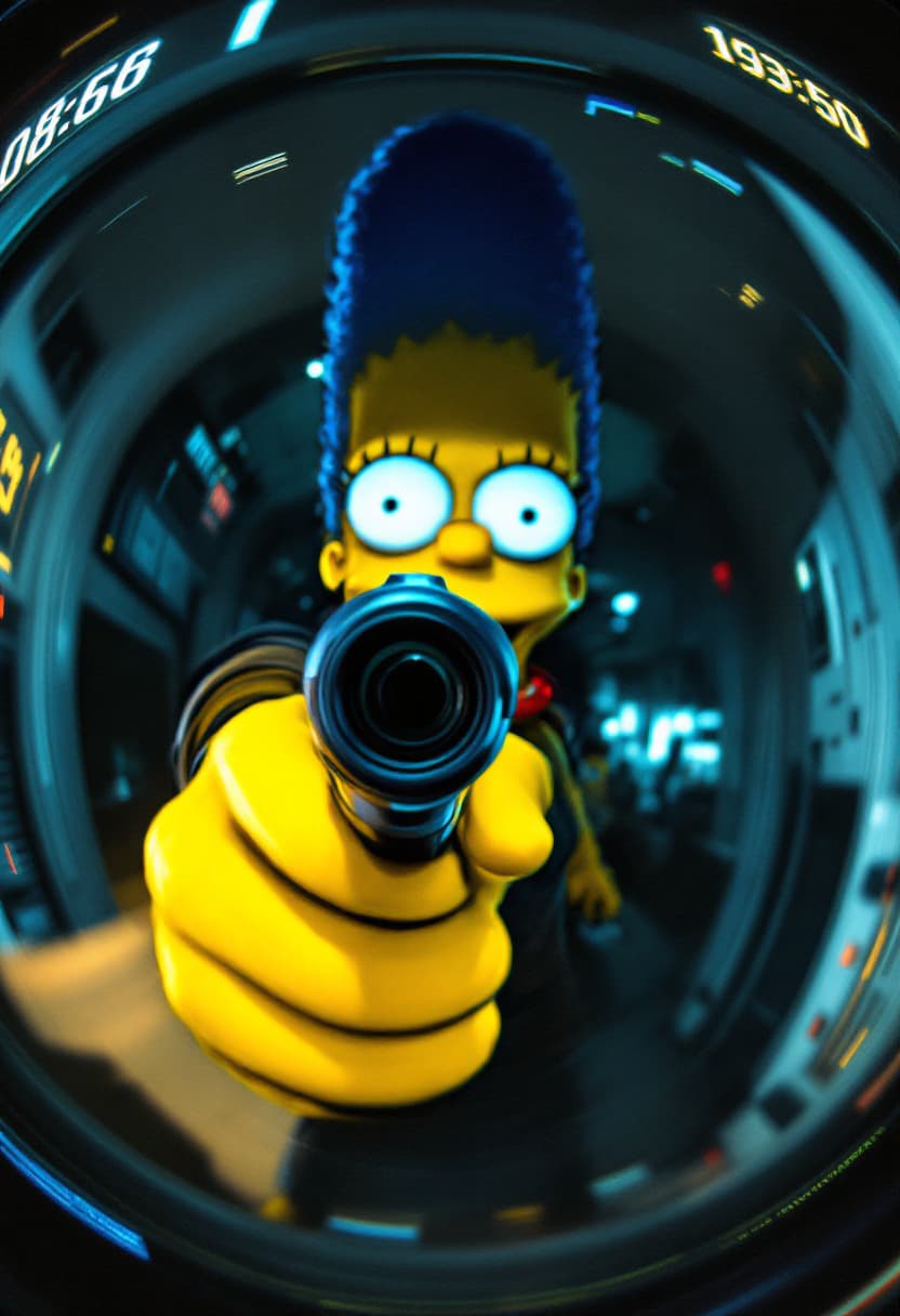 AI generated: RPG, Style: MACRO, a low-quality CCTV camera with a slightly fish-eye lens effect. The camera's time...