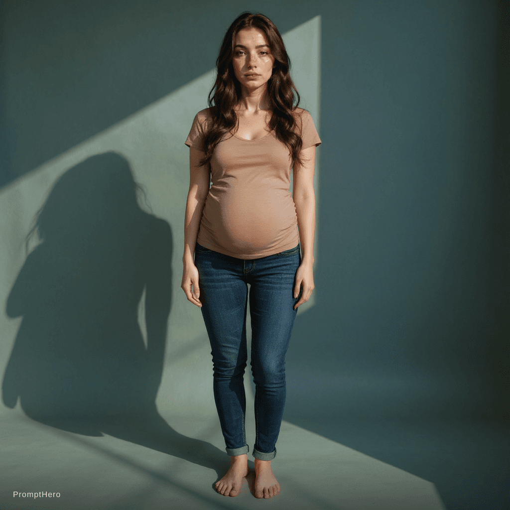 AI generated: full-body image with a clear view from head to shoes of a gorgeous Indoor portrait of a 20 years old...