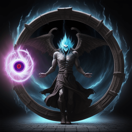 AI generated: An Almighty God of evil opening a Portal to return to his evil realm
