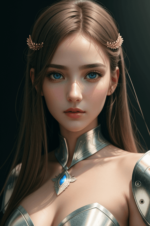 AI generated: Angel girl. Angel wings. Beautiful face. Slender body. In light knightly armor. A beautiful face. A ...