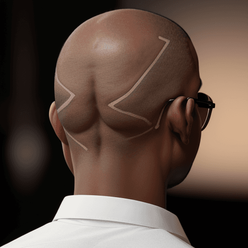 AI generated: High resolution photography close up of view back of a dark skinned African American man's fresh sha...