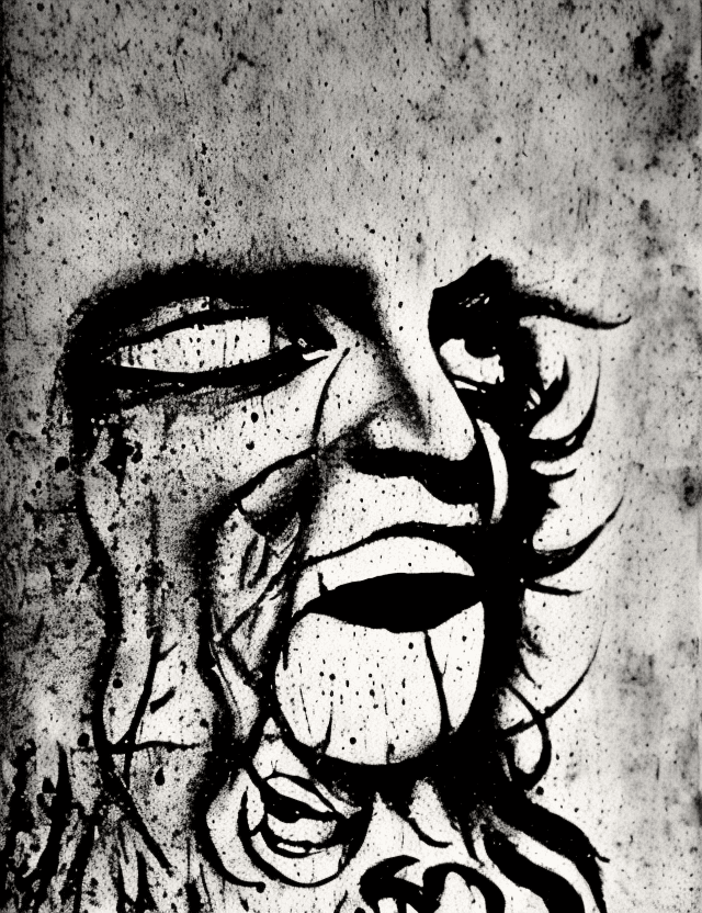 AI generated: old wowen from Bretagne, smilling, pretty, photography, in black and white, in your hand aerosol spr...