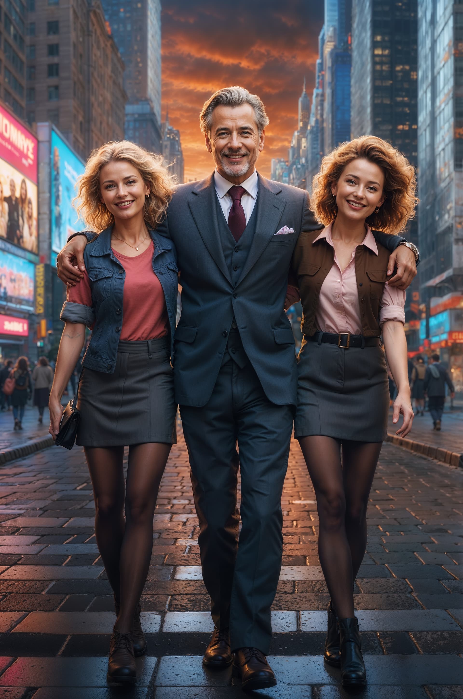 AI generated: A stunning, high-octane render of a 50-year-old European man standing confidently between two radian...