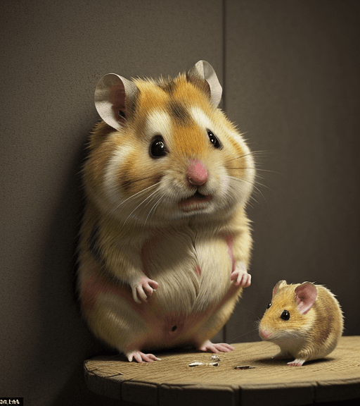 AI generated: very beautiful portrait of an extremely distressed but cute golden hamster who is banging his head a...