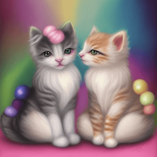 AI generated: two fluffy kittens sitting next to each other, a pastel, by Christen Kobke, featured on pinterest, r...