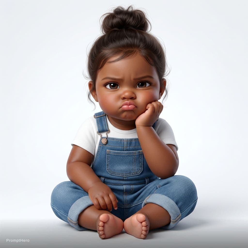 AI generated: Create a super cute, hyper-realistic 3D render of a toddler girl who is a younger version of the per...