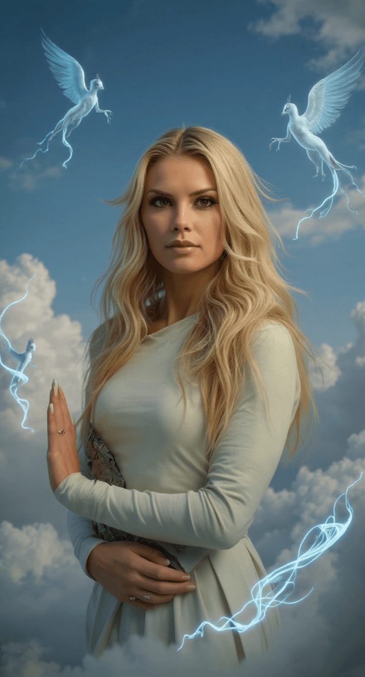AI generated:  the realm of the Air, magical winds environment, spirits of the air and wind floating around, textu...