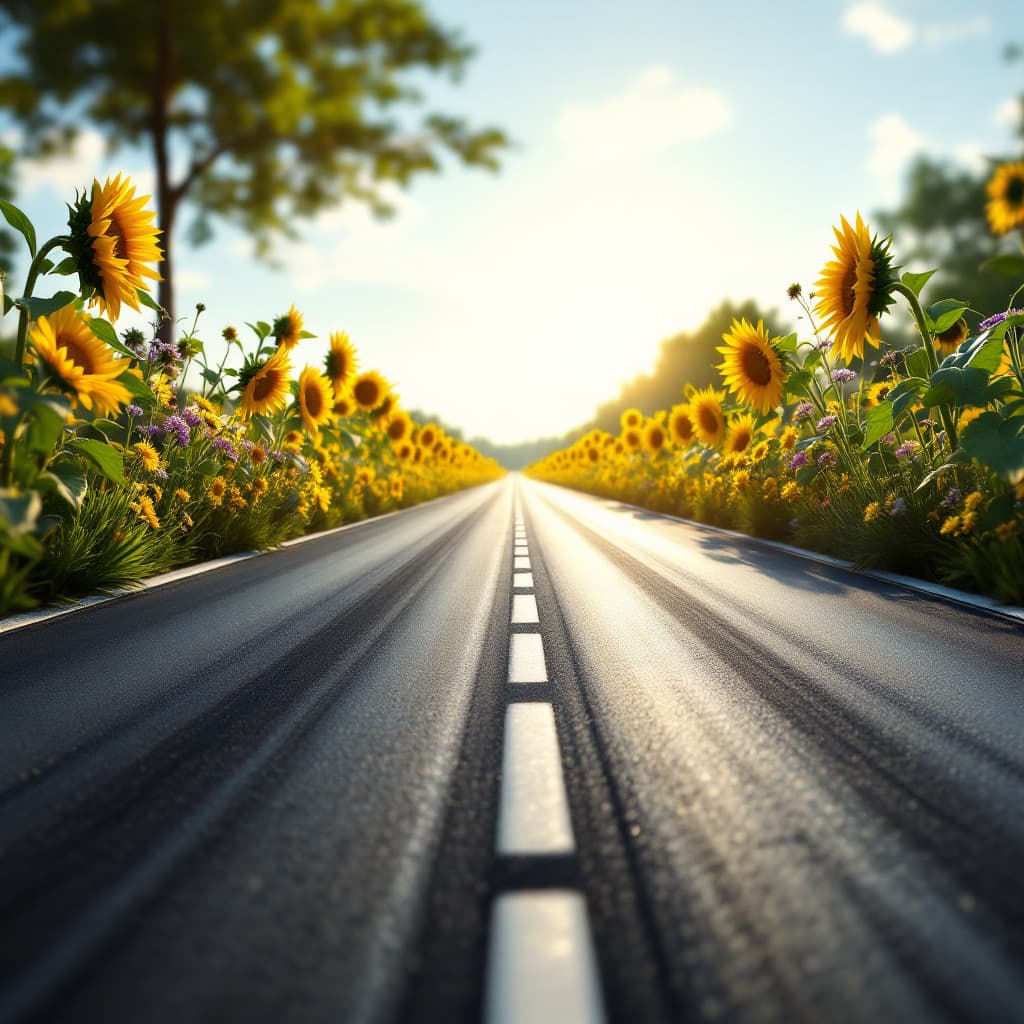AI generated: "A highly realistic front-view of a race track with a smooth asphalt surface and subtle tire marks. ...