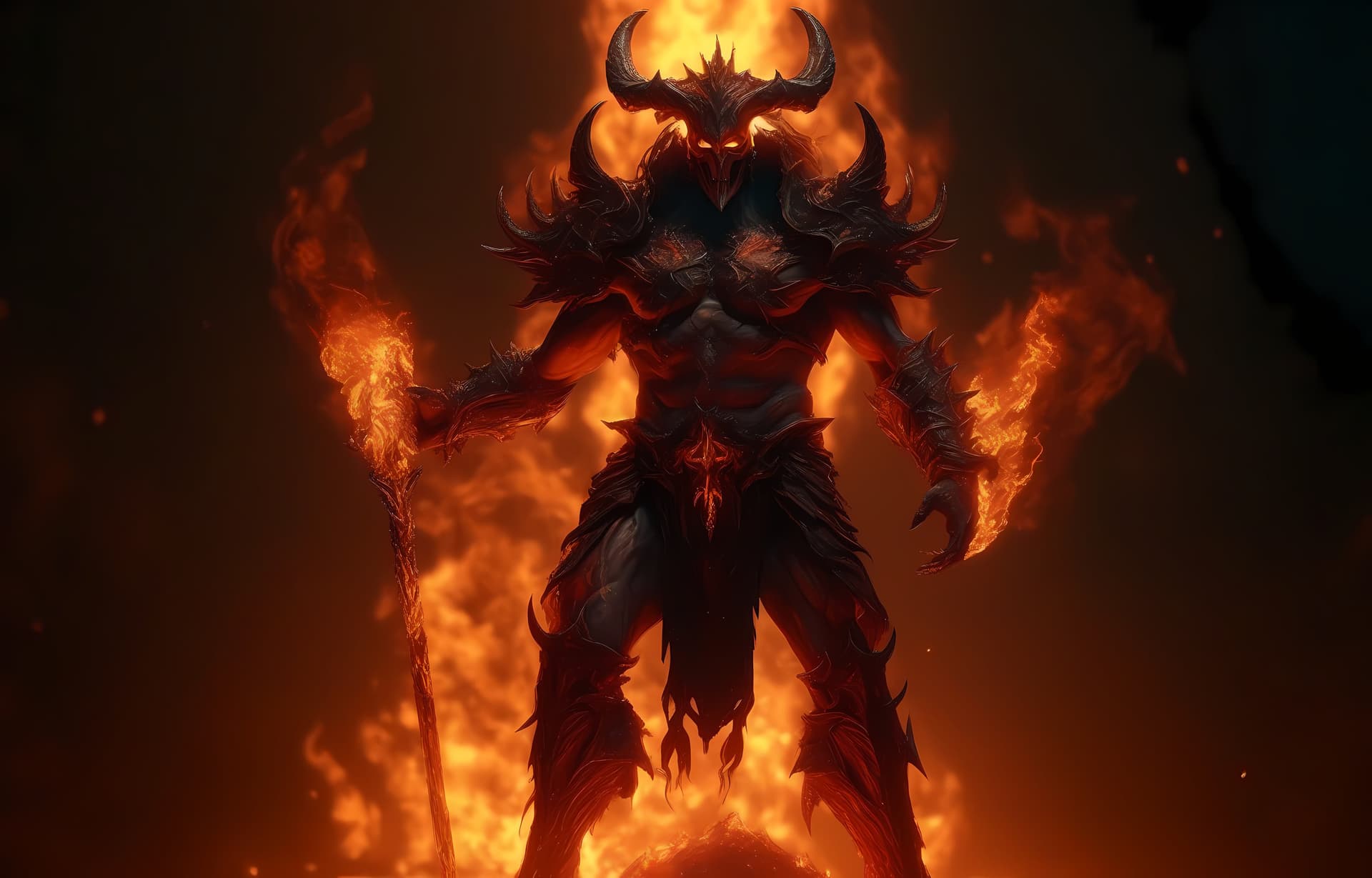 AI generated: Inarius from Diablo 4, full body, in hell, cinematic lighting, highly detailed, super resolution, Gl...