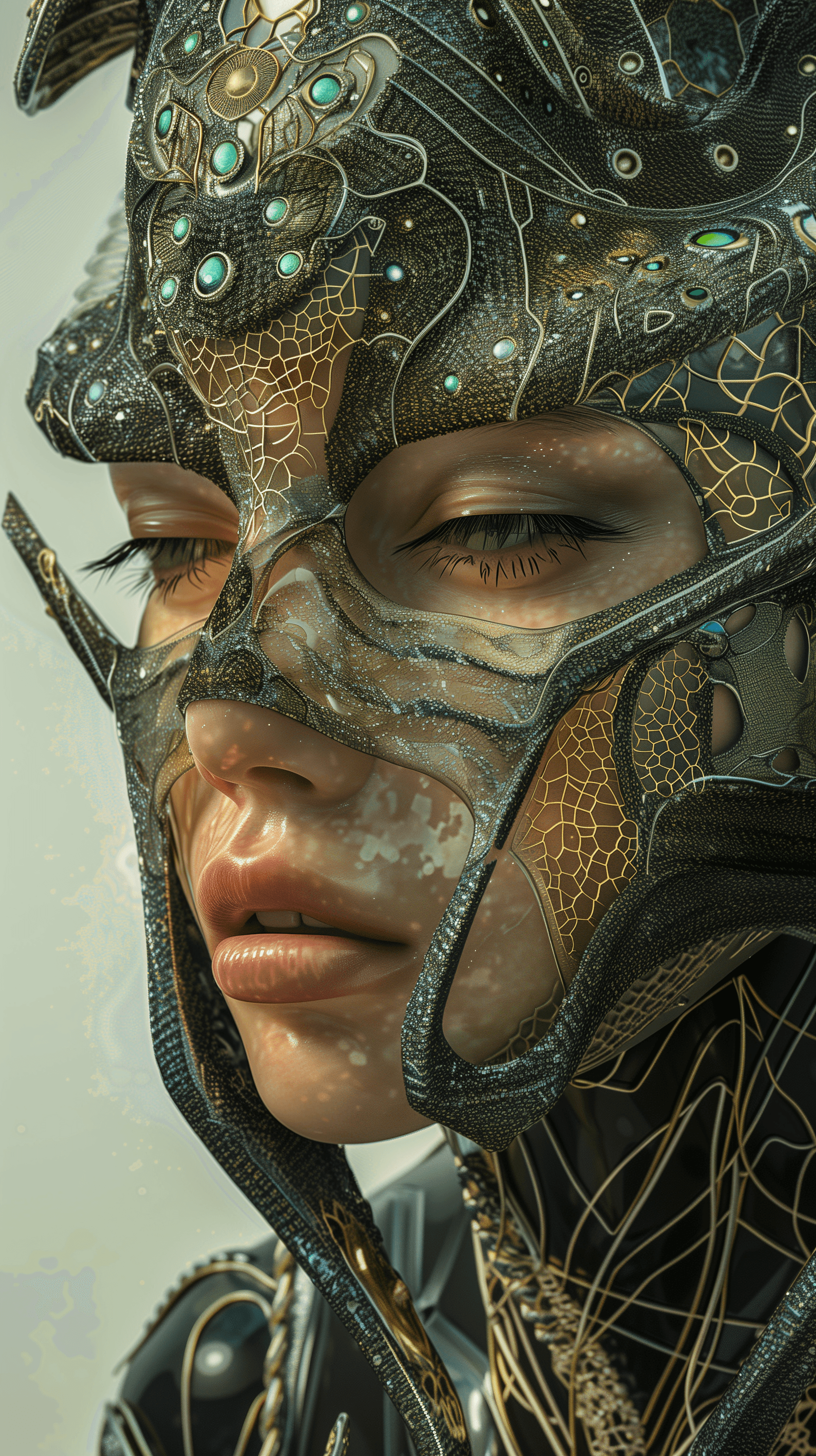 AI generated: metamorphosis, alien fashion editorial, avant-garde hyper futuristic surreal fashion, extreme detail...