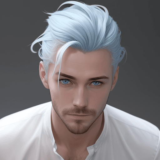 AI generated: un vieil homme blanc avec des cheveux blanc avec des yeux bleu avec des cheveux long 