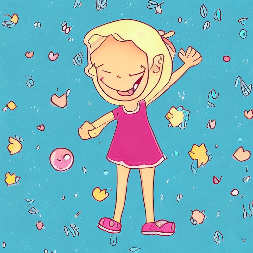 AI generated: a perpetually happy and optimistic cartoon girl who spreads joy wherever 