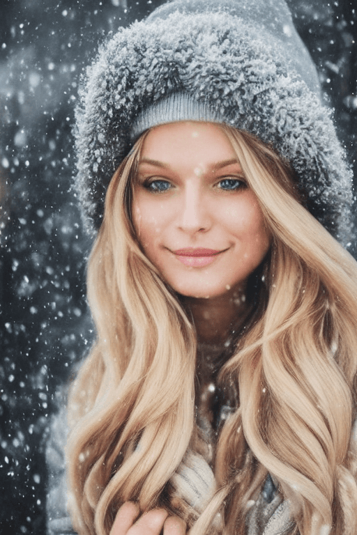 AI generated: professional portrait photograph of a gorgeous Norwegian girl in winter clothing with long wavy blon...