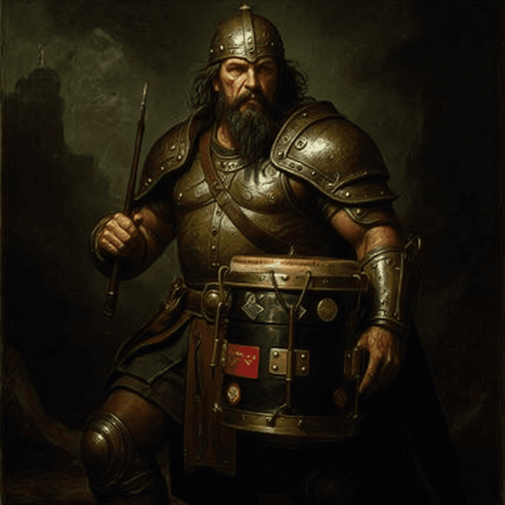 AI generated: detailed full body concept art illustration, dark soft focus, plague style oil painting on canvas of...