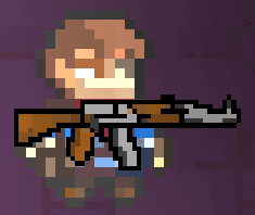 AI generated: A guy standing in the middle of explosion in the dungeon with a bunch of monsters behind him. Pixel ...