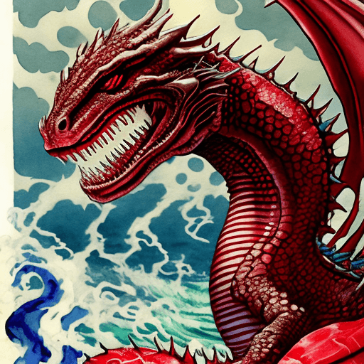 AI generated: water dragon painting, in the style of ayami kojima, tumblewave, chinapunk, frank xavier leyendecker...