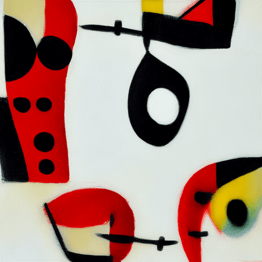 AI generated: A closeup painting in the style of Joan Miro depicting a minimal abstract art, white background --ar...