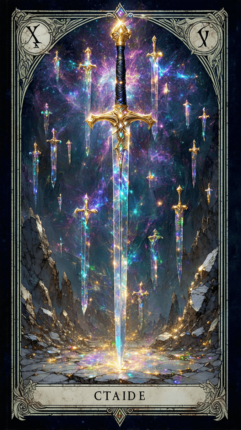 AI generated: Tarot card frame with photo placeholder romantic  card will feature hyper-realistic gold, opal quart...