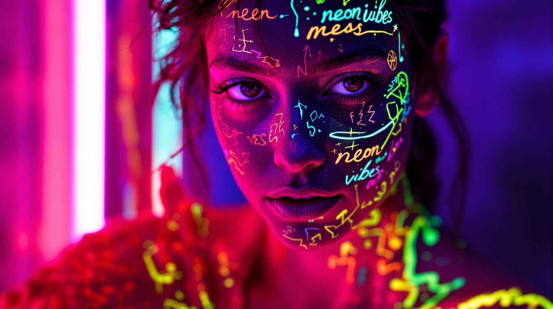 AI generated: Come up with a logo emblem for a neon photo shoot. This is a photo shoot in which a girl is painted ...