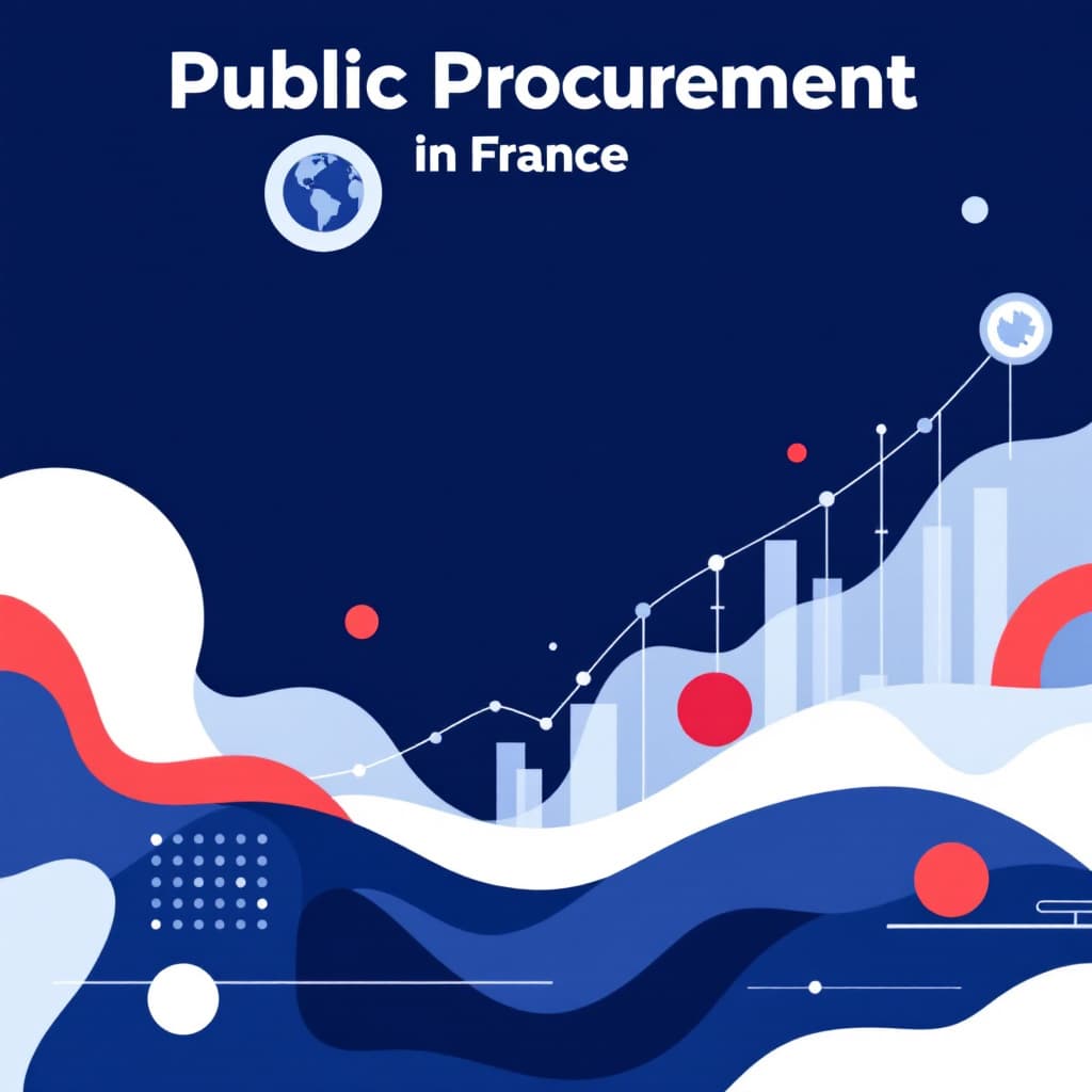 AI generated: A modern, abstract representation of economic growth and public procurement in France. The image fea...