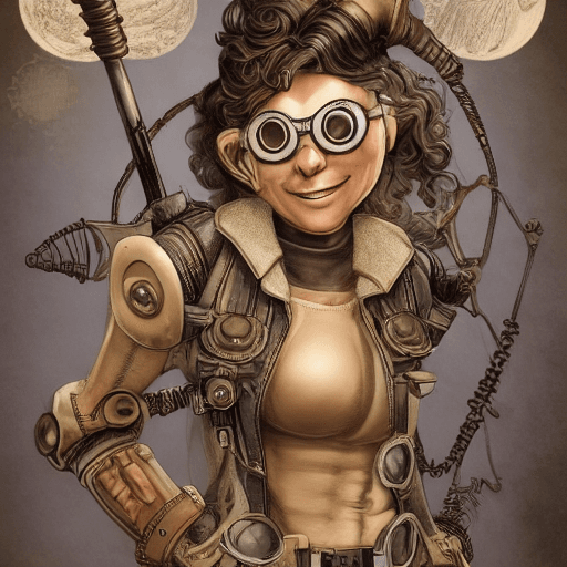 AI generated: Raw, masterpiece, highly detailed character design, comic book style, perfectly centered, steampunk ...