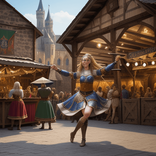 AI generated: Hyper realistic High resolution photography medieval times a  medieval market place with women danci...