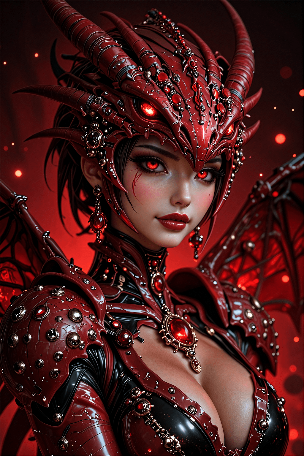 AI generated: a Red-Dragon Girl with Red Eyes.Unreal Engine 5 Ultra-realistic—intelligent,regal,harmonious,innocen...