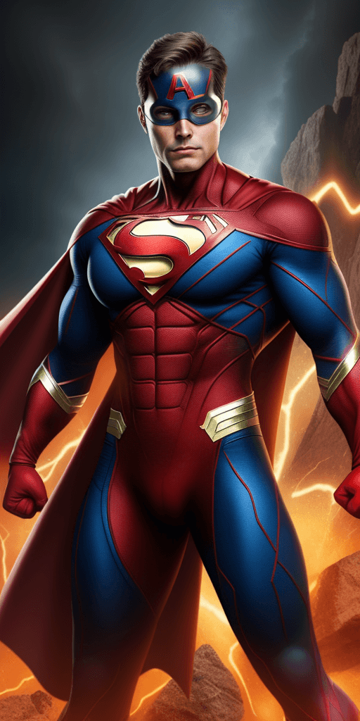 AI generated: 
magmatica Superhero, 
