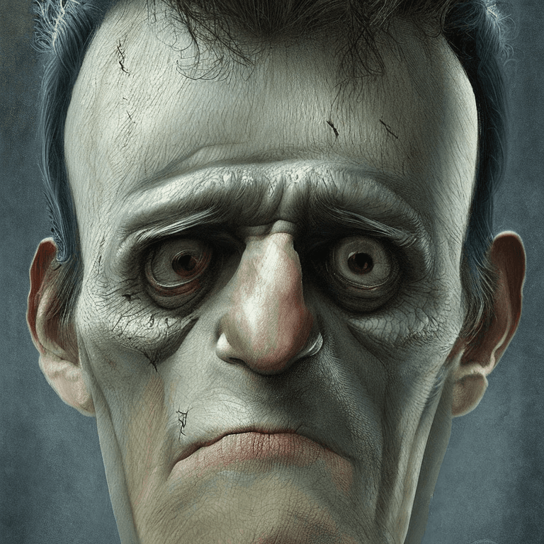 AI generated: hyper realistic concept art for a book cover , Frankenstein de Mary Shelley 