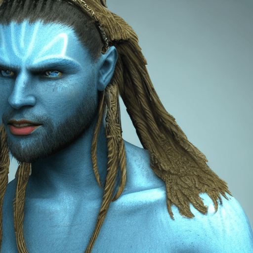 AI generated: A male na'vi character, blue skin