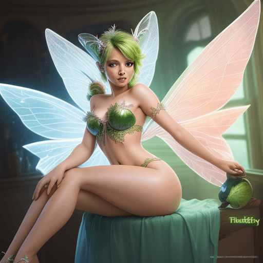 AI generated: High resolution photography interior design, sexy fairy  Tinker Bell,  , big wings  ,perfect boddy ,...