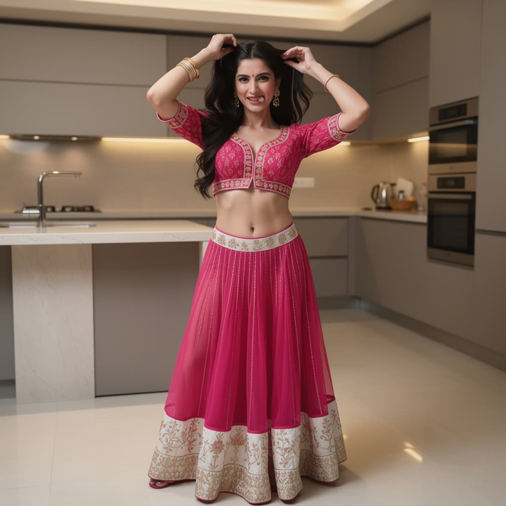 AI generated: Use the women in image, full body view from head to toe, no cropping whatsoever, complete legs and f...
