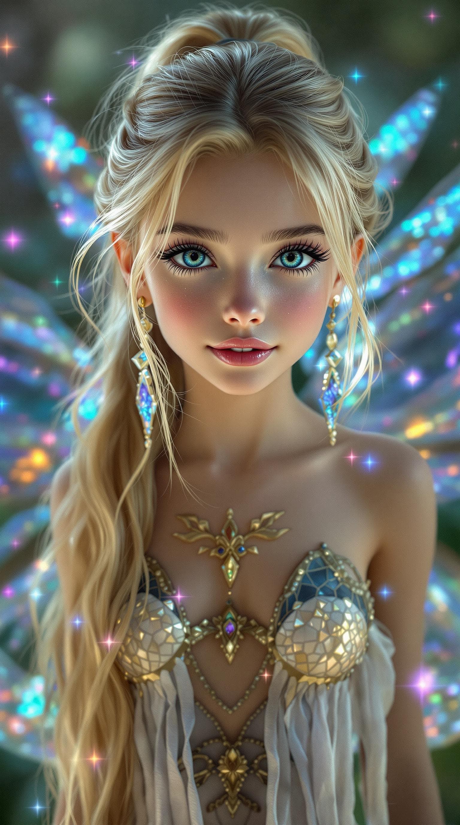 AI generated: a professional photo of a exceptionally beautiful girl Fairy (age 12) (full Body),(futuristic),(mast...