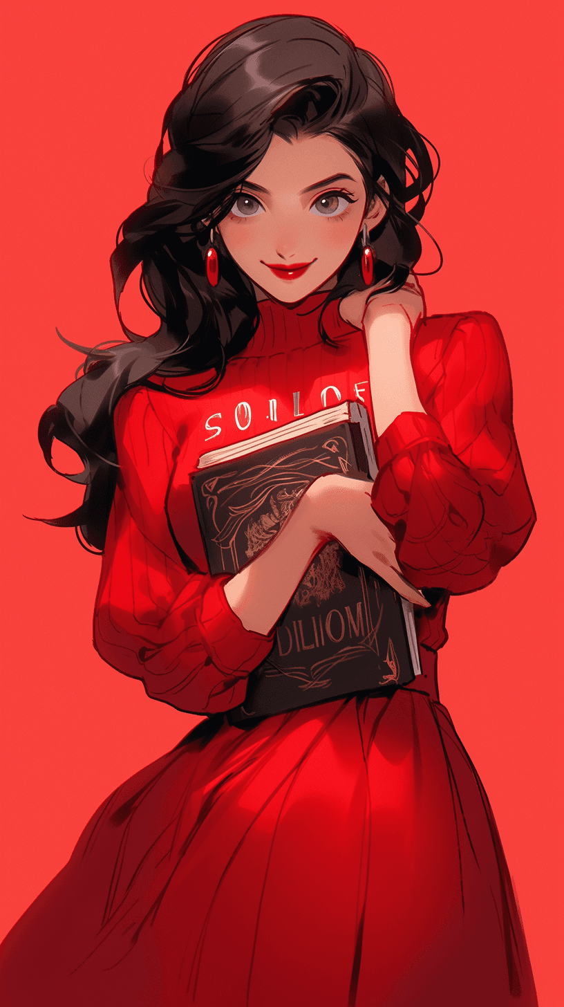 AI generated: A picture of a confident, strong-willed woman holding a book, Disney princess reference, confident s...