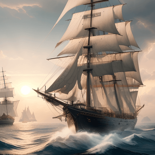 AI generated: Photo of a ultra realistic sailing ship, dramatic light, pale sunrise, cinematic lighting, battered,...