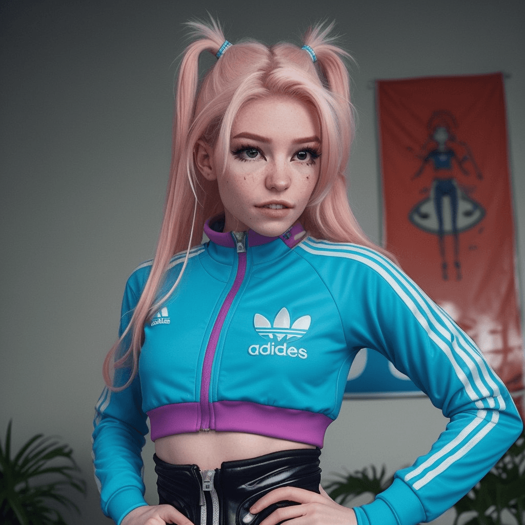 AI generated: by Jean Michel Basquiat,a cyborg girl, <lora:DI_belle_delphine_v1:1> BREAK a cyborg girl wearing Adi...