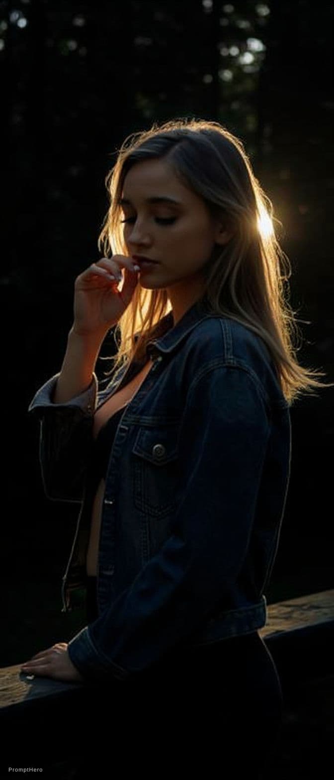 AI generated: A cinematic, photorealistic portrait of a woman in a contemplative pose, captured in dramatic chiaro...